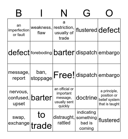 Level Blue Unit 8 (words 1-7) Bingo Card