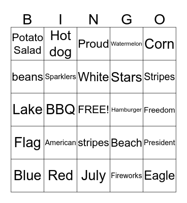 4th of July  Bingo Card