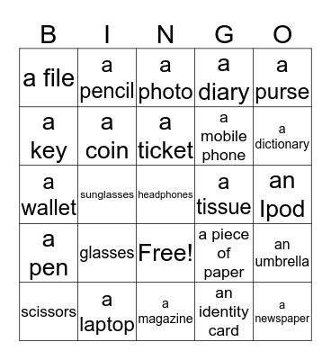 THINGS Bingo Card