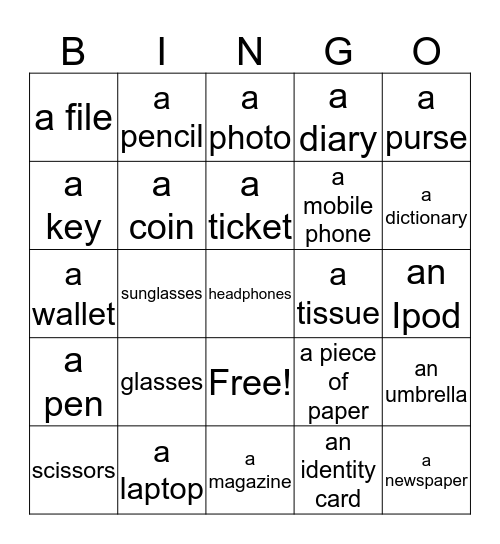 THINGS Bingo Card