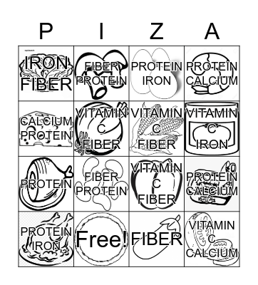 Pizza Topping Bingo Card