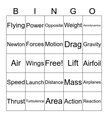 Airplanes Bingo Card