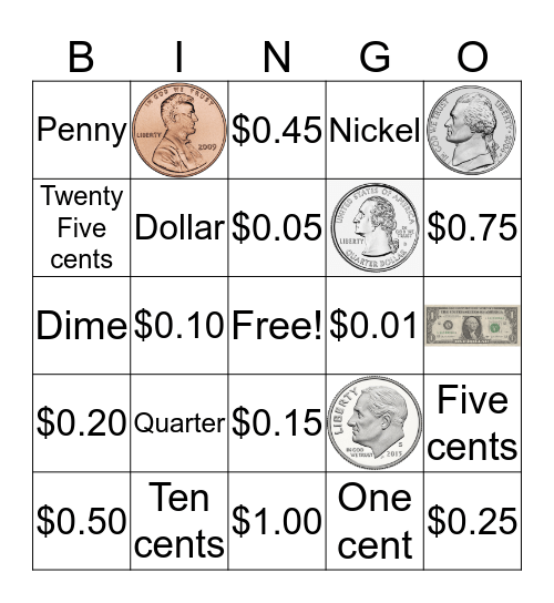 Money Bingo Card