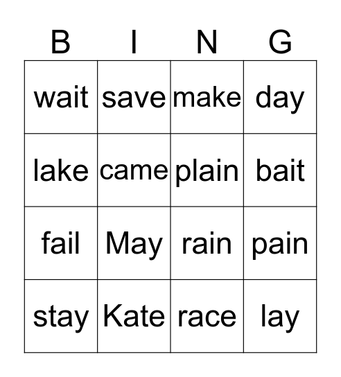 Long a Bingo Card