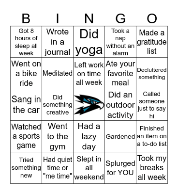 Self Care Bingo Card