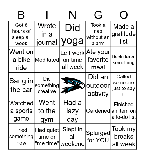 Self Care Bingo Card