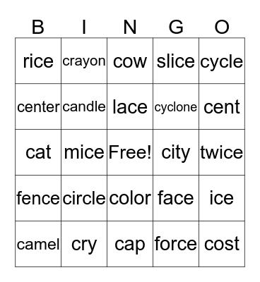 hard and soft Cc Bingo Card