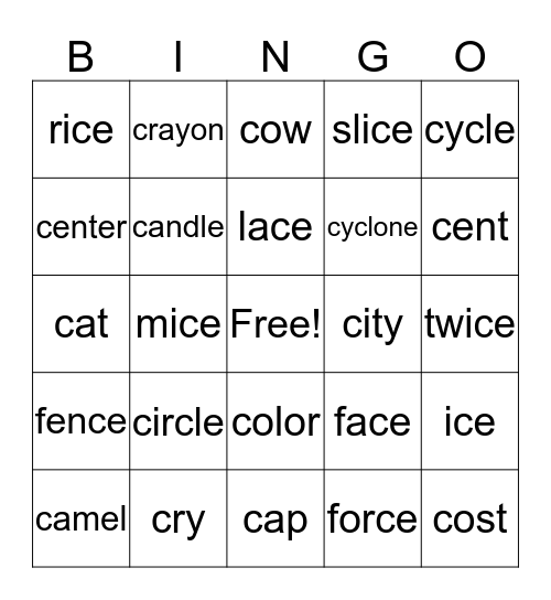 hard and soft Cc Bingo Card
