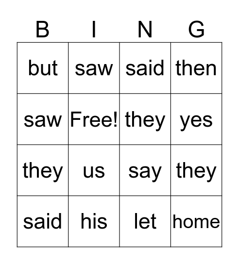 Reading Bingo Card