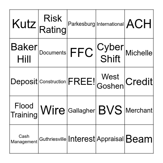 Fulton Bank BINGO Card