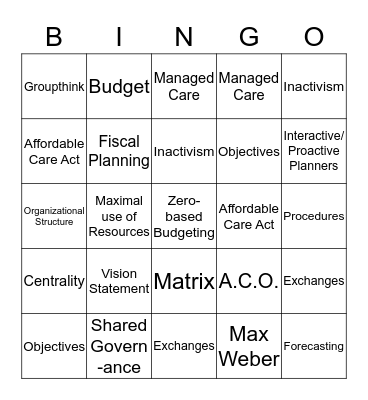 Leadership & Management Bingo Card