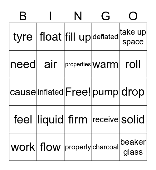 three states of matter and air Bingo Card
