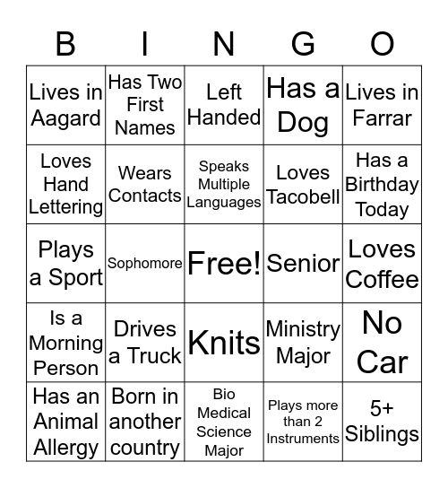 Community Gathering Bingo Card