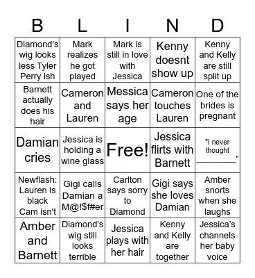 Love is Blind Bingo Card