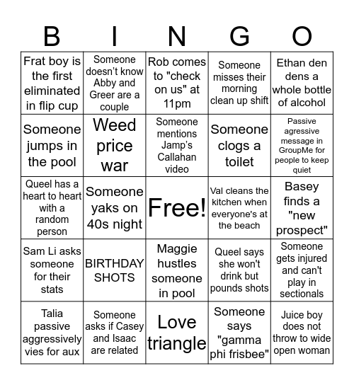 High Tide Bingo 2020 Bingo Card