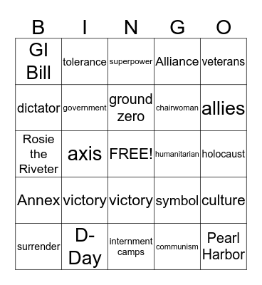 World War II Bingo Card