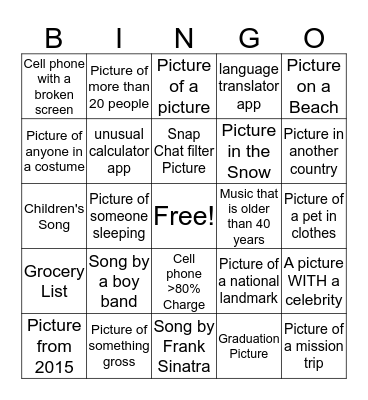 Tuesday Small Groups Bingo Card