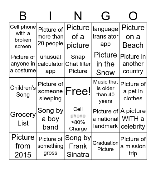 Tuesday Small Groups Bingo Card
