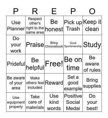 Beach Bingo Card