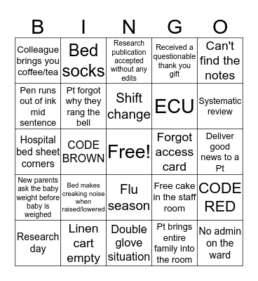 School of Nursing and Midwifery Bingo! Bingo Card
