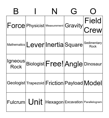 Science Bingo  Bingo Card