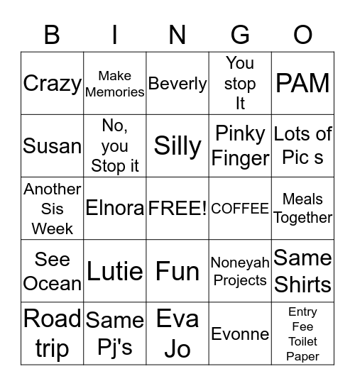 SISTER WEEK  Bingo Card