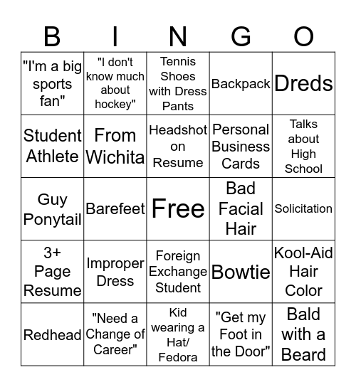 Career Fair Bingo Card