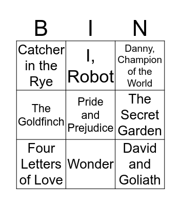 World Book Day Bingo Card