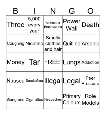 Smoking Bingo Card