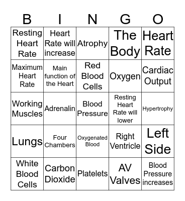 Effects of Exercise and the HEART Bingo Card