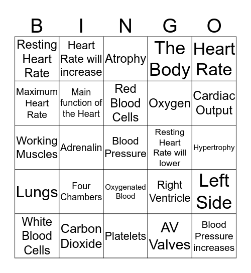 Effects of Exercise and the HEART Bingo Card