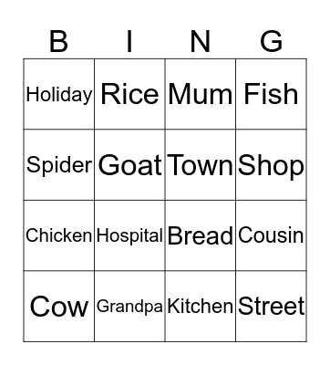 Bingo! Bingo Card