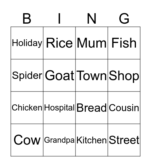 Bingo! Bingo Card