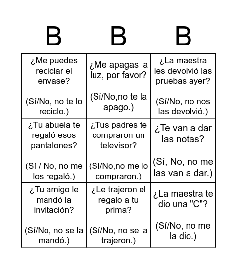 TA-TE-TI Bingo Card