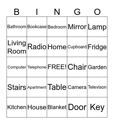 Things in the house BINGO Card