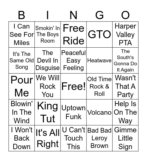 Misc. Hits Bingo Card