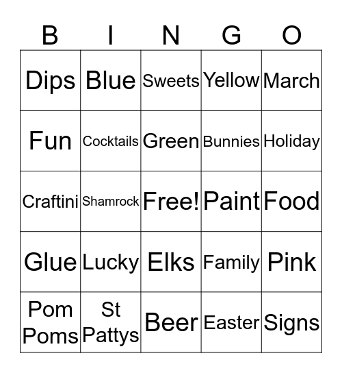 March Craftini 3 Bingo Card