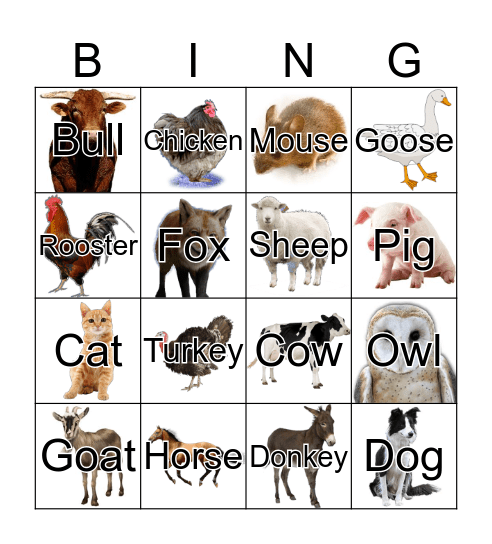 Barnyard Hullabaloo Bingo Card