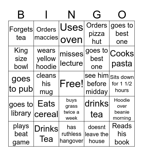 Oscar Bingo Card