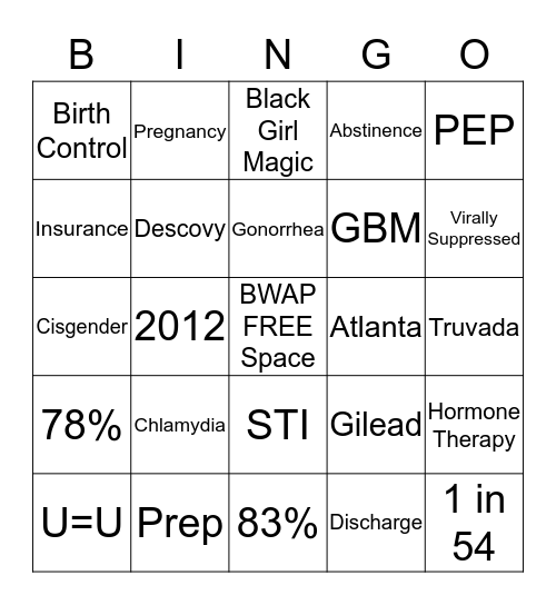 BWAP EDUCATION  BINGO Card