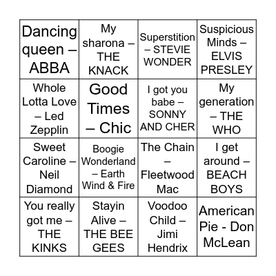 DISCO BINGO - 60s/70s Round Bingo Card