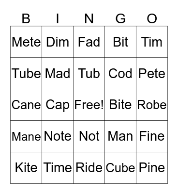 Alphabet and Relative Vowels Bingo Card