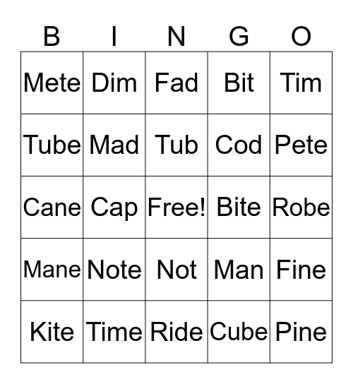 Alphabet and Relative Vowels Bingo Card
