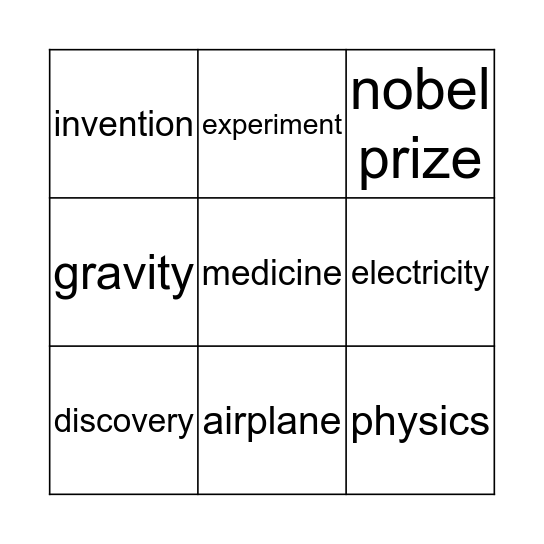 Science Bingo Card