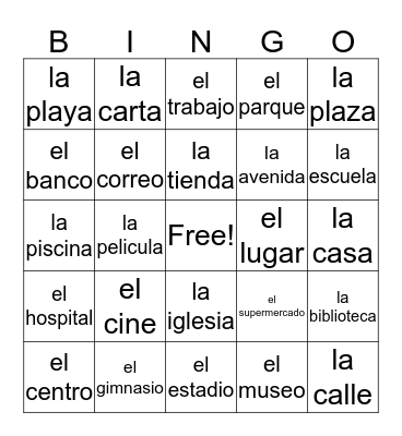 Lugares Bingo Card