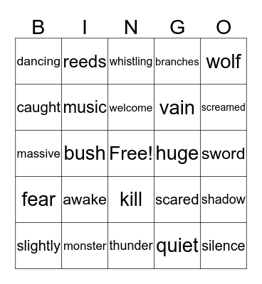 THE MONSTER TREE   Bingo Card