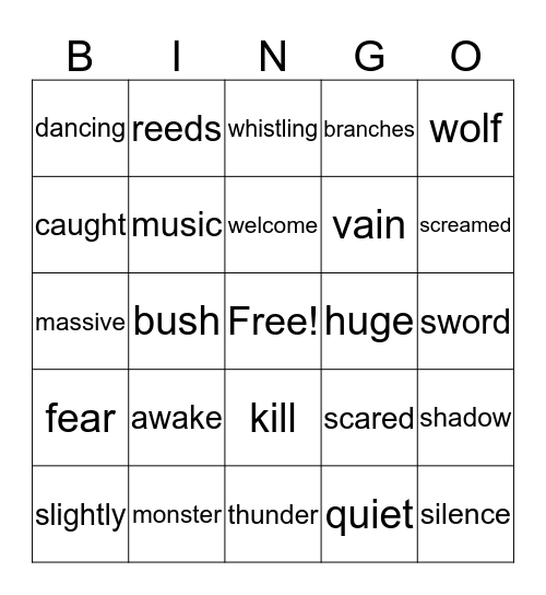 THE MONSTER TREE   Bingo Card