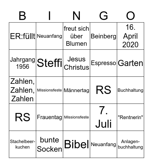 R E N A T E Bingo Card