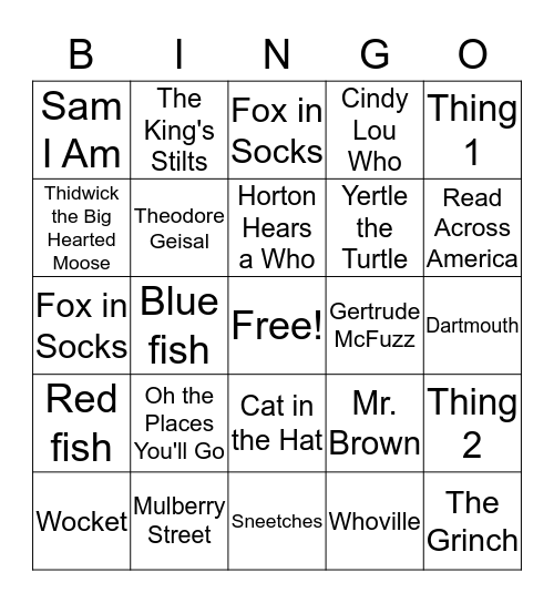 Dr. Suess  Bingo Card