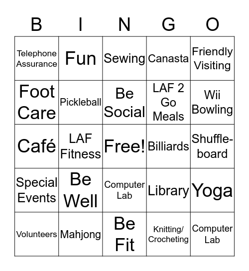 LIFE AFTER FIFTY WELCOME BINGO! Bingo Card